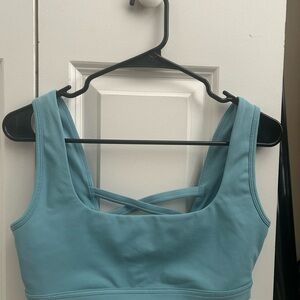 Crisscross Back Blue Sports Bra